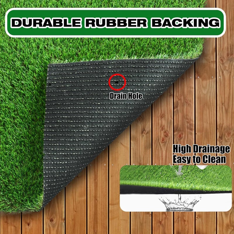 XLX TURF 2FTX6FT Artificial Grass Runner Rug - Thick Outdoor Realistic Pets Friendly Fake Grass Pads for Dogs Potty Patio Balcony, 1" Pile Height - Image 3